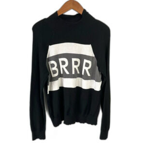 Offline By Aerie Black and White BRRR Winter Snow Sweater Size Large Cold Chilly